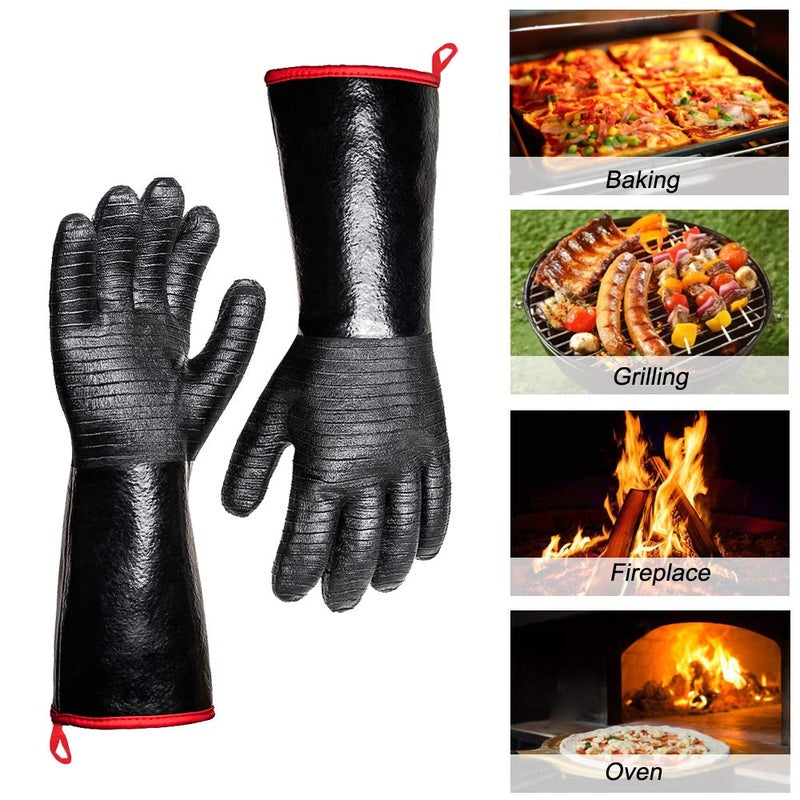 Aillary 932Â°F Extreme Heat Resistant Gloves for Grill BBQ,Aillary Waterproof Long Sleeve Pit Grill Gloves for Fryer, Baking, Oven,Smoker,Fireproof, Oil Resistant Neoprene Coatingï¼ˆ14-Inch ï¼‰ - Image 2